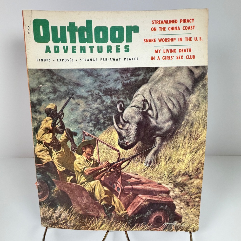 Outdoor Adventures Magazine Dec 1956 Rhino Cover Kathy Marlow Vol 2 No 5
